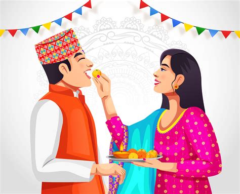 Vector banner for Bhai Tika or Bhai Tihar a festival in Nepal ...