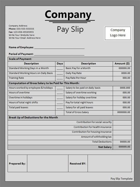 2+ Payslip Template | Free Word Templates | Word template, Payroll ...