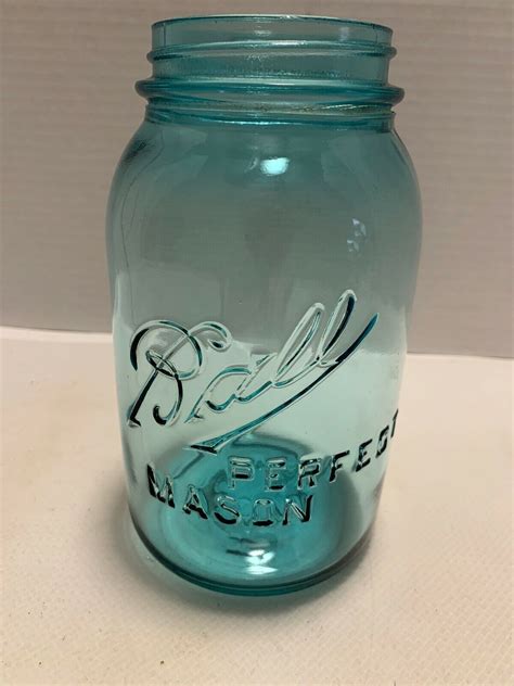 Ball Perfect Mason 1 Quart Blue Glass Canning Jar #4. No Lid 1910 -1923 ...