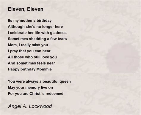 Eleven, Eleven - Eleven, Eleven Poem by Angel A. Lockwood