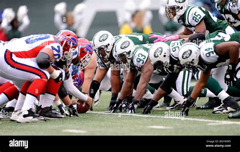 Members of of the New York Jets defense line up against the Buffalo ...