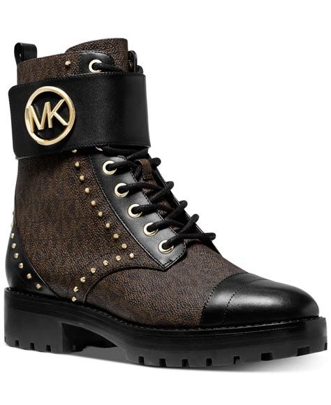 Michael Kors - Michael Kors Tatum Ankle Combat Biker Mini MK Logo ...