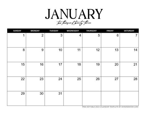 FREE Fully Editable 2023 Calendar Template in Word