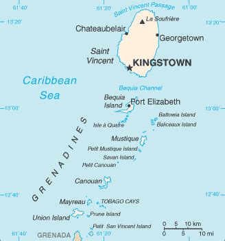 St. Vincent & Grenadines Map (Physical) - Worldometer