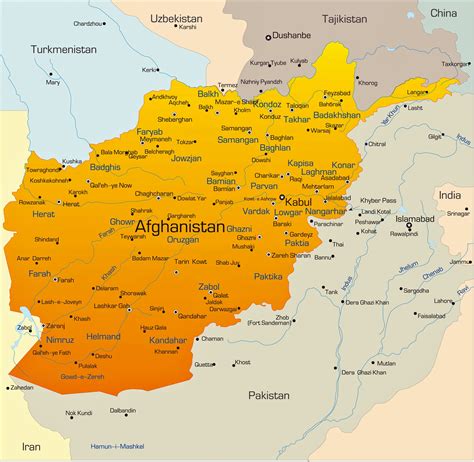 Cities map of Afghanistan - OrangeSmile.com