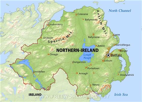 Northern Ireland Physical Map