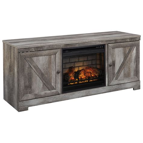 Signature Design by Ashley Wynnlow Large TV Stand in Rustic Gray Finish ...