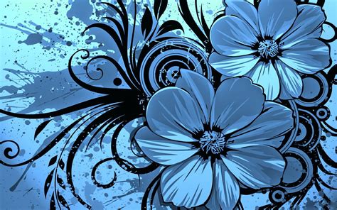 Blue Flower Design Wallpaper