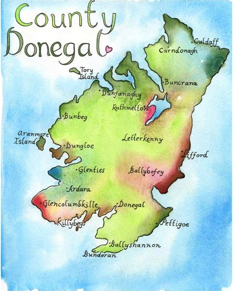 Map Art Ireland Map County Donegal Ireland Fine Art