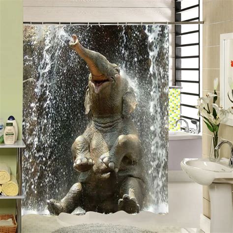 CHARMHOME Elephant Shower Curtain Polyester Printing Fabric Bath Custom ...