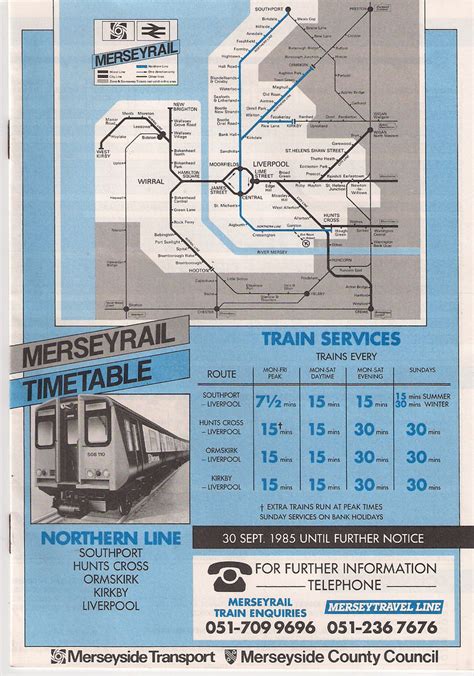 Merseyrail Northern Line Timetable 30th September 1985 Unt… | Flickr