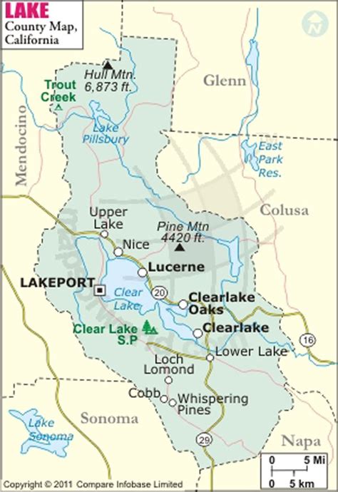 a map of lake county showing the location of lakes and other water ...