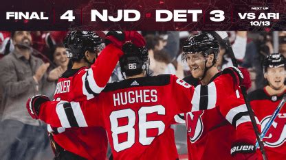 Hughes' 2 Goals Helps Devils Top Wings in Opener | GAME STORY | New ...