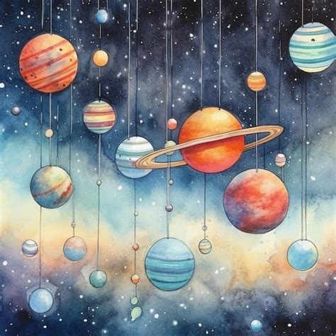 Premium AI Image | Planets in a galaxy painting - space art