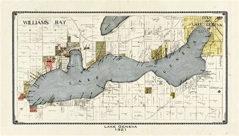 Lake Geneva 1921 Map - Interior Elements