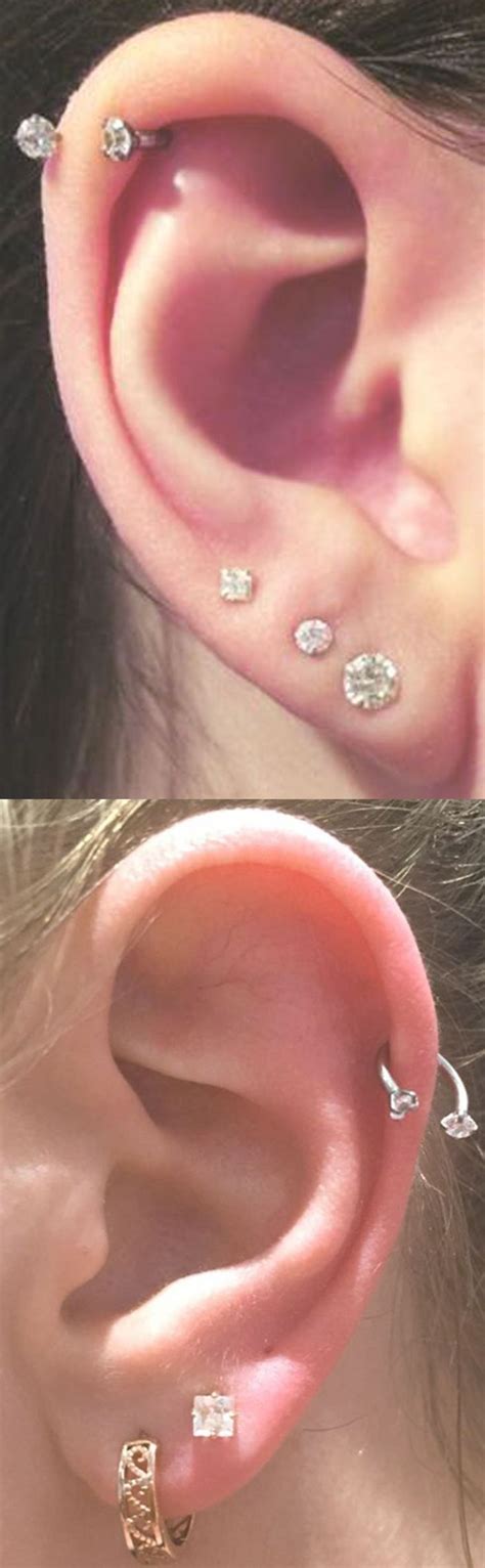 Simple Multiple Ear Piercing Combination Ideas - Crystal Horseshoe ...