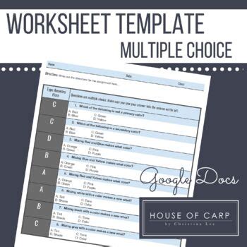 GOOGLE DOCS TEMPLATE: Multiple Choice Quiz Template by House of Carp