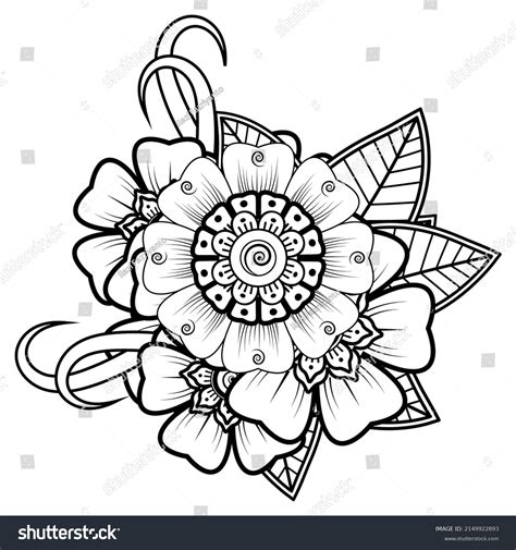 Flowers Black White Doodle Art Coloring Stock Vector (Royalty Free ...