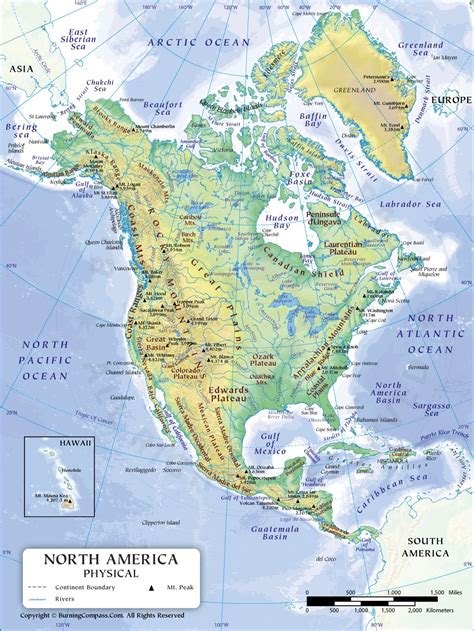 Physical Map Of North American Continent North America Continent Map ...