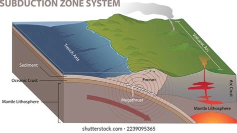 Illustration Subduction Zone System Diagram Vector Stock Vector ...