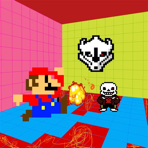 Pixilart - mario vs sans underfell by game-scetches