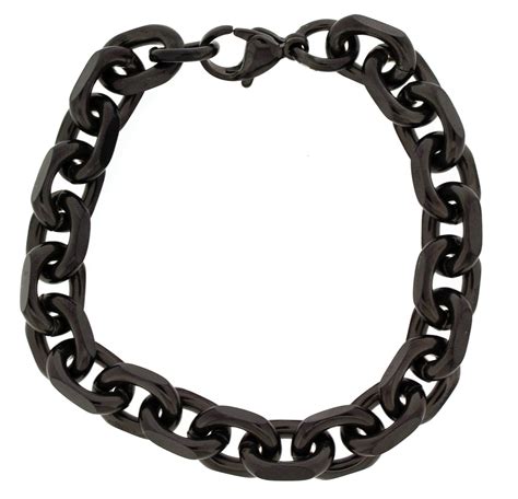 Large Black Chain Link Bracelet | Stainless Steel Bracelets ...