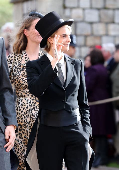 Cara Delevingne Top Hat and Tuxedo at Princess Eugenie's Wedding ...