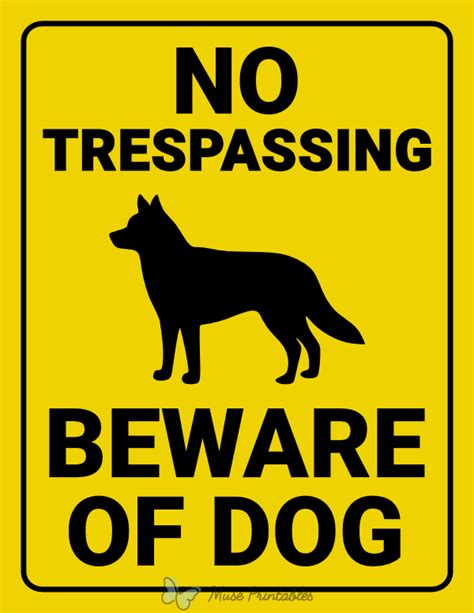 Printable No Trespassing Beware of Dog Sign