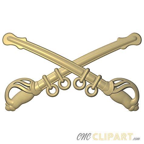 US Cavalry Insignia 3D Relief Model - CNC Clipart