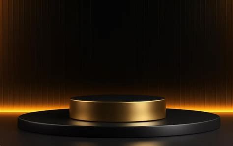 Premium AI Image | A black podium with a gold light on it generative ai