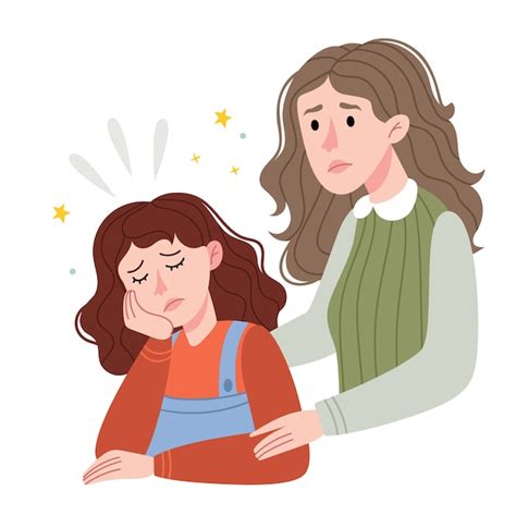 Premium Vector | Mom supports her daughter.Loving mother comforting her ...