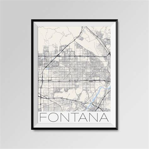 FONTANA City Map Print Modern City Poster California Black | Etsy ...