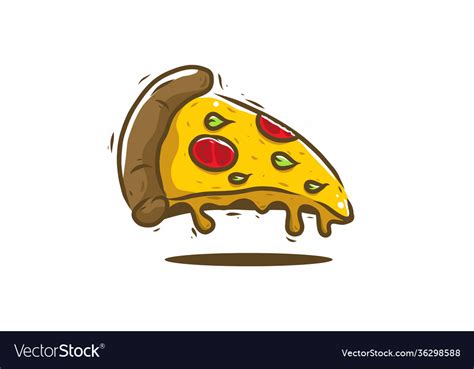 Pizza slice fast food drawing Royalty Free Vector Image