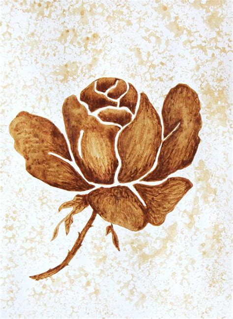 Coffee painting Rose Blooming Painting by Georgeta Blanaru - Pixels