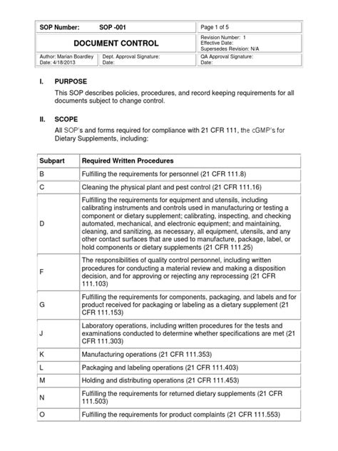 EXAMPLE DOCUMENT CONTROL SOP.pdf | Quality Assurance | Technology ...