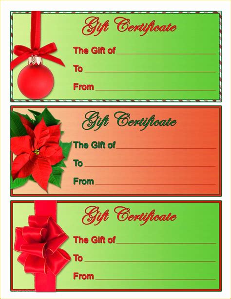 Christmas Blank Gift Certificate Template Free Of Blank Gift ...