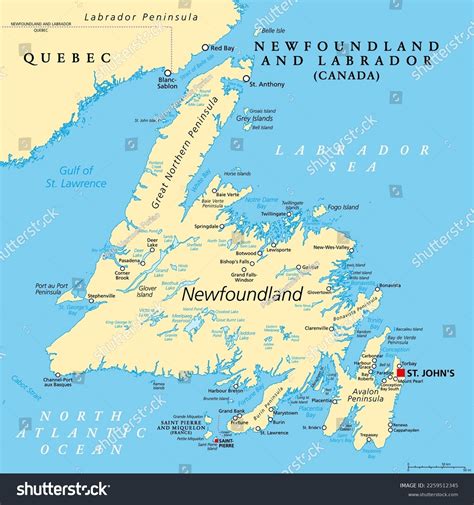 Island Newfoundland Political Map Part Canadian Stock Vector (Royalty ...