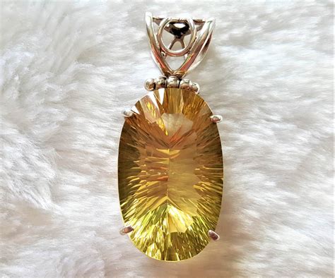 Large Lemon Quartz Sterling Silver 925 Pendant Genuine Lemon Quartz ...