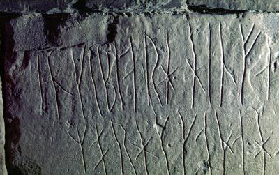 Maeshowe Treasure - viking graffiti reads "To the north-west is a great ...