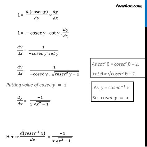 Derivative of cosec-1 x (Cosec inverse x) - Teachoo [with Video]