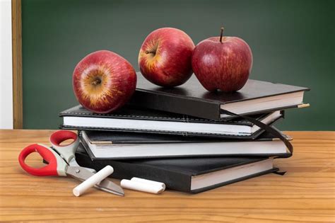 Free Stock Photo of school books apples blackboard green board ...