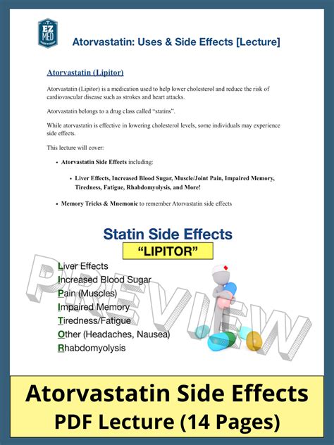 Atorvastatin (Lipitor) Side Effects PDF: Interactions of 40 mg, 20 mg ...