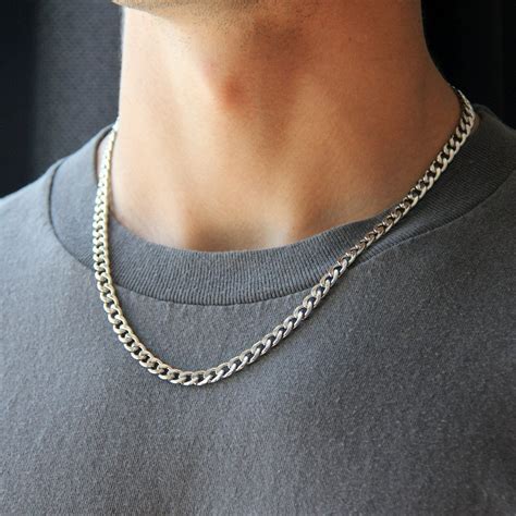 Chunky Silver 6mm Curb Chain Necklace For Men or Women - Boutique Wear RENN