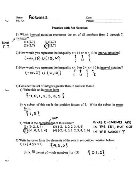 Practice with Set Notation