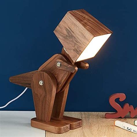 HROOME Unique Dinosaur Table Lamp - Cute Bedside Wood Desk Lamp with ...