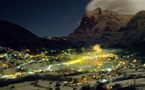 Village of Grindelwald, Switzerland, at night : r/pics