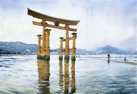 Torii gate by ~GreeGW on deviantART Watercolor Artwork, Watercolor ...