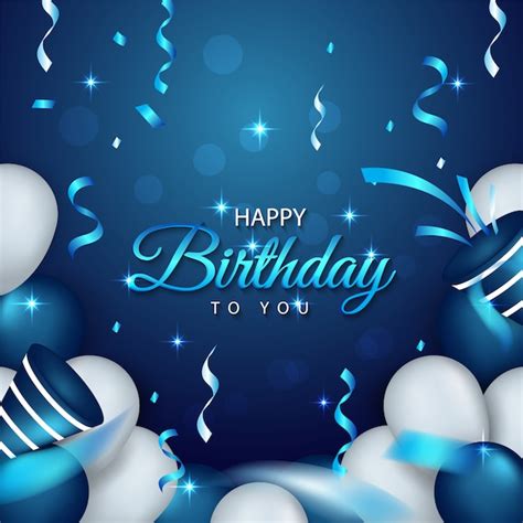 Premium Vector | Blue birthday background with realistic balloons premium