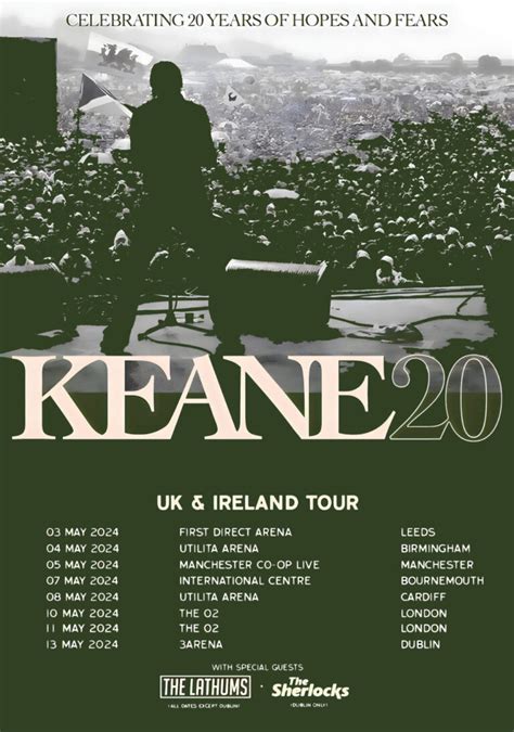 KEANE Celebrating 20 Years of Hopes & Fears 2024 tour Poster