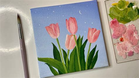 Acrylic painting tulip flowers/acrylic painting tutorial/acrylic ...